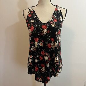 Velvet‎ Floral Sleeveless Top Womens L Romantic Whimsigoth Dark Goth Stretchy